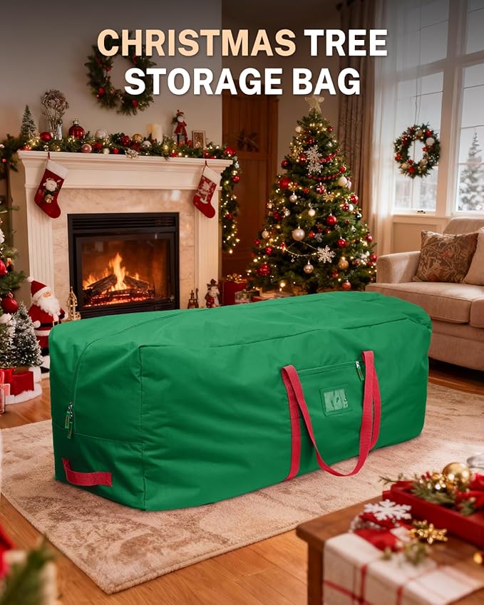 Christmas Tree Storage Bag, MaidMAX Christmas Tree Bag Fits Up to 7.5 ft Tall, Heavy-Duty 600D Oxford Fabric Christmas Tree Storage Box with Handles, Wide Opening Tree Storage Container (Green)