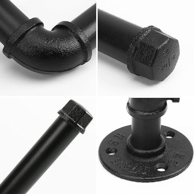 Industrial Pipe Toilet Paper Holder, Heavy Duty DIY Vintage Rustic Iron Farmhouse Style Roll Tissue Wall Mount Paper Holder Towel Racks with Hardware for Bathroom, Kitchen, Bedroom (1, Black)