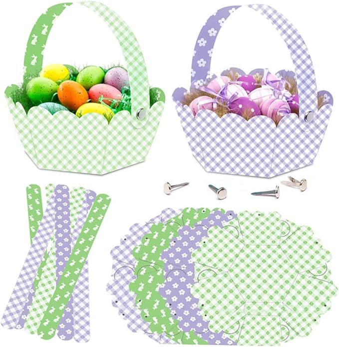 Mikinona 12pcs Adorable Easter Baskets for Storage and Chick Designs for Easter Hunts and Seasonal Decor