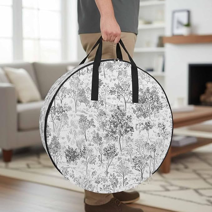 Storage Bag Maple Leaf Tree Pine Round Storage Totes Bins Closet Organizers with Zippers & Handle Plants Tree Forest Clothes Storage Container for Bedroom Dorm Space Saving Packing Supplies Bags