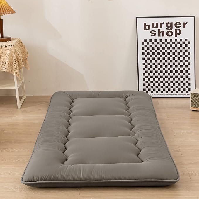 MAXYOYO Cot Japanese Floor Futon Mattress, Single Size Tatami Mat Sleeping Pad Foldable Roll Up Boys Girls Narrow Mattress Lounger Pillow Couch