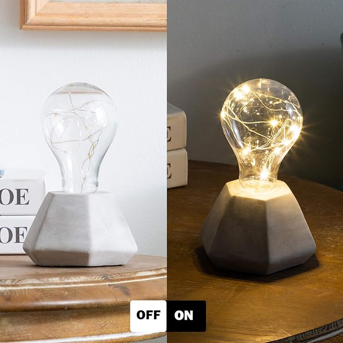 walsport Table Lamp Edison Bulb Night Lights, School Supplies Room Decor Concrete Cement Grey Base Nightstand Bedside Lamp, Industrial Minimal Style for Cafe Shop Home Decor Christmas Birthday Gift