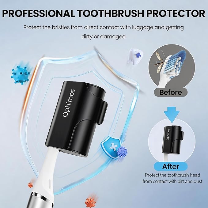 Aluminum Alloy Toothbrush Head Cover/Cap/Protector Case,Travel Toothbrush Covers Long-lasting Toothbrush Head Caps for Most Electric/Manual Brushes (Black+Black, 2 Count)