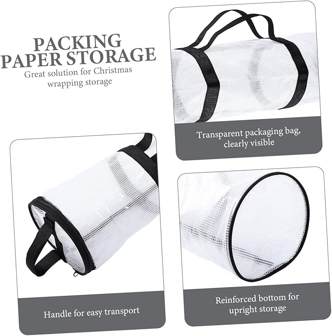 COLLBATH Wrapping Paper Storage Bag Transparent Container for Packing Paper Organizer for Holiday and Christmas under Bed Storage