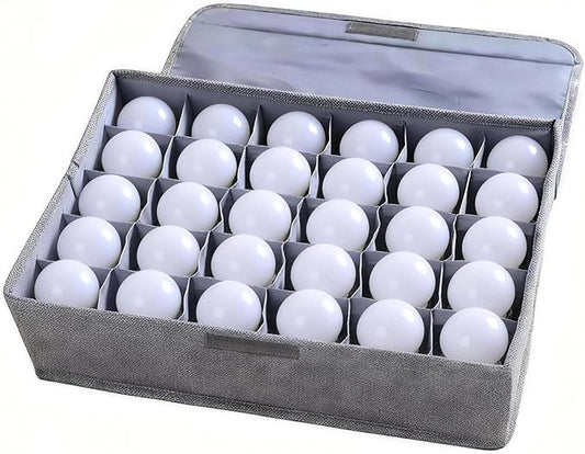 1 Pcs Light Bulb Storage 0rganizer, Christmas Light Storage Keep 30 Capacity Light Bulb Foldable Organizer with Lid Sturdy PP Board Fits Various Balls Standard Bulbs for Xmas Holiday