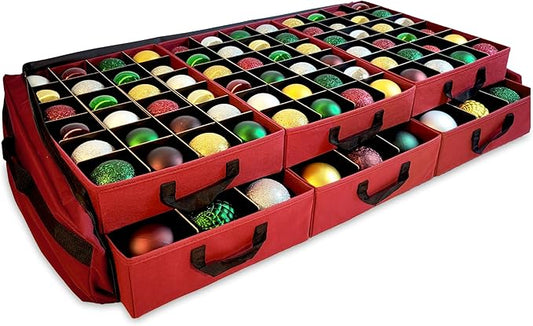 612 Vermont Flat Under Bed Ornament Storage Holds 108 Ornaments, 72 – 3” and 36 – 4” Ornaments (SB-40060-VT)
