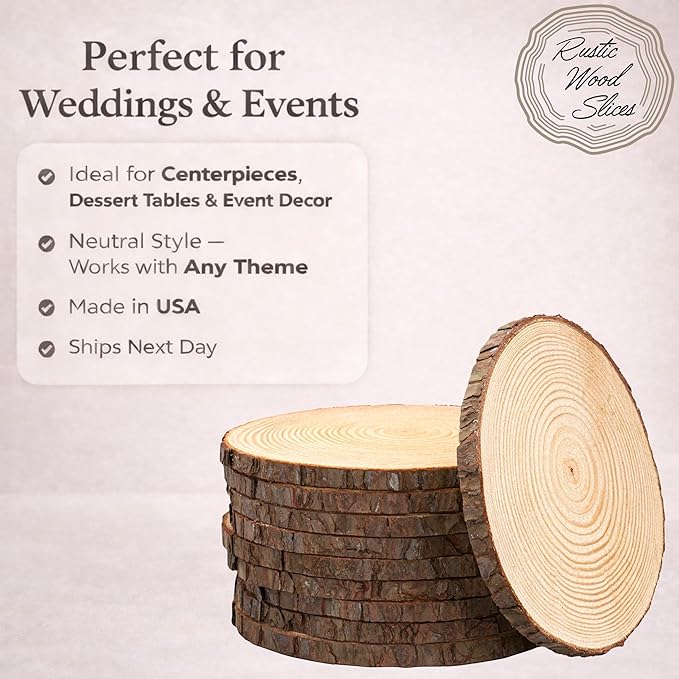Set of (10) 13-14 inch Wood Slices for centerpieces! Wood Slice centerpieces, Wood Rounds, Tree Slices, Wood Plate Chargers (13-14 inch)