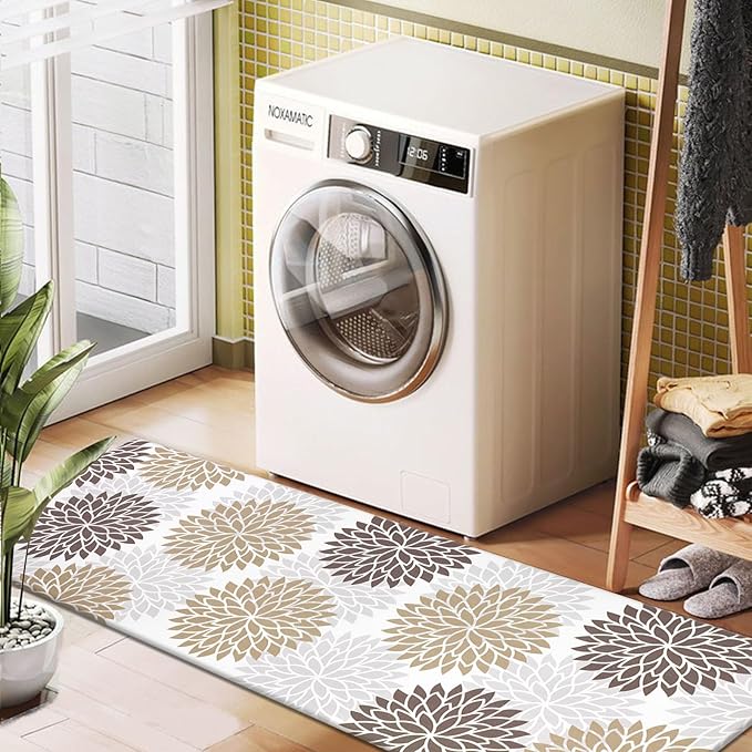 HEBE Anti Fatigue Kitchen Rugs Sets of 2, Non Slip Kitchen Mats for Floor, Waterproof Cushioned Comfort Standing Carpet for Kitchen Sink, Home Office, Laundry Room