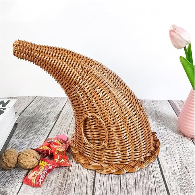 Woven Storage Basket Christmas Decorative Horn Shape Holder Parties AnUnique Addition Decor Christmas Ornaments