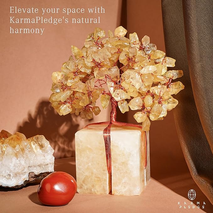 Chakra Tree of Life for Unique Gifts for Mom, Dad, Home and Office Decor, Handmade Citrine Healing Crystal Tree for Positivity, Money & Good Luck, Birthday Gifts for Women,Mens