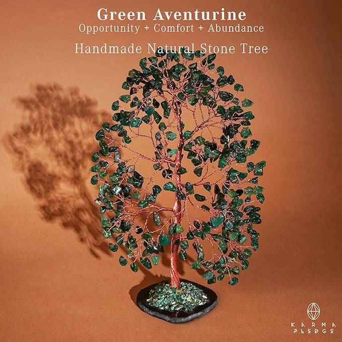Crystal Tree of Life Birthday Gifts for Women, Men, Frineds, Handmade Green Aventurine Chakra Healing Tree for Home, Room, Office Decor, Bring Money, Positivity, Good Luck, Gifts for Mom & Dad