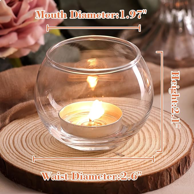 LAMORGIFT 36 Pcs Glass Candle Holders for Table Centerpieces- Small Clear Votive Candle Holders Bulk for Wedding, Bridal Shower, Birthday Party Table Decorations, Fits Standard Tealights