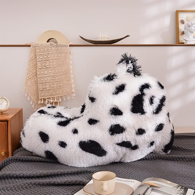 A Nice Night Faux Fur Reading Pillow Bed Wedge Large Adult Children Backrest with Arms Back Support for Sitting Up in Bed/Couch for Bedrest,whiteBlack