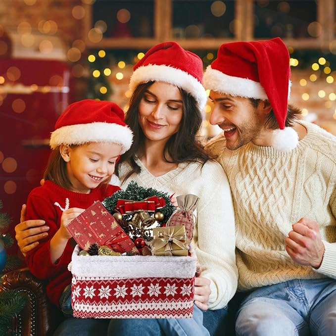 INough Christmas Basket Large Empty Christmas Baskets Red Christma Gift Baskets with Handles Holiday Storage for Gifts Holiday Decor for Baby/Kids/Nursery Room