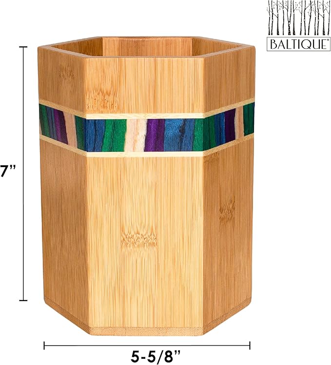 Totally Bamboo Baltique Mumbai Collection Kitchen Utensil Holder, Large Cooking Utensil Crock for Countertop