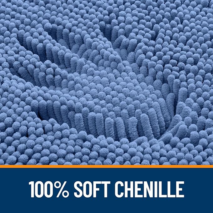 OLANLY Bathroom Rugs 30x18, Extra Soft Absorbent Chenille Bath Rugs, Rubber Backing Quick Dry, Machine Washable Bath Mats for Bathroom Floor, Tub and Shower, Home Decor Accessories, Cornflower Blue