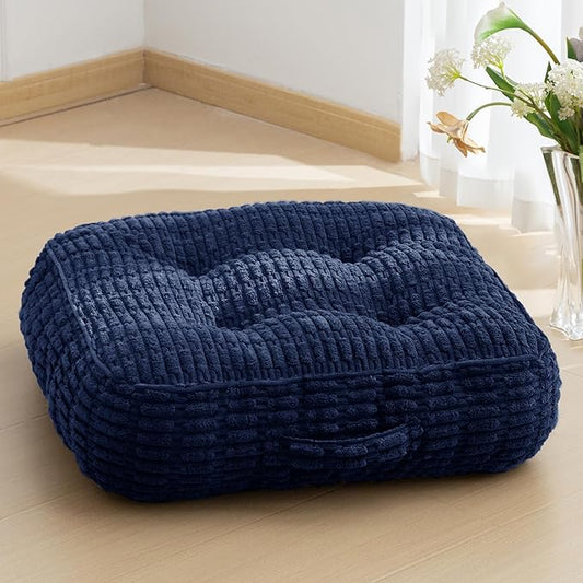 6" Washable Floor Pillow Cushion for Adults, Meditation Cushion Pillow, Removable Tufted Blended Corduroy Cover, Large Square Floor Sitting for Tatami Living Room or Yoga, 22x22 Inch, Machine Washable