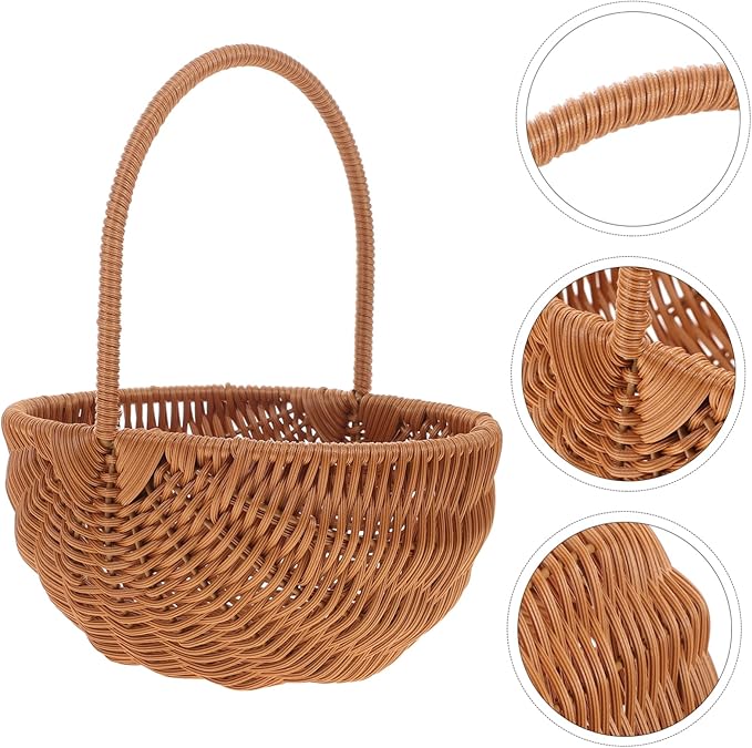 Luxshiny Rectangular Woven Mini Easter Basket for Storage and Decoration Party Storage Holder Handle for Eggs Candies and Items