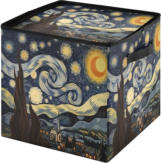 Kigai Van Gogh's Starry Sky Christmas Ornament Storage Box with Zipper & Adjustable Dividers Holiday Ornament Organizer Xmas Storage Container, 64 Balls