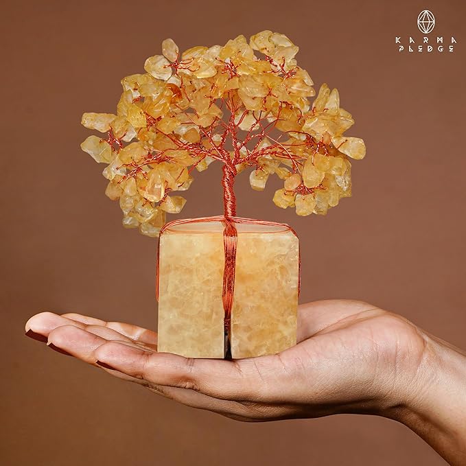 Chakra Tree of Life for Unique Gifts for Mom, Dad, Home and Office Decor, Handmade Citrine Healing Crystal Tree for Positivity, Money & Good Luck, Birthday Gifts for Women,Mens
