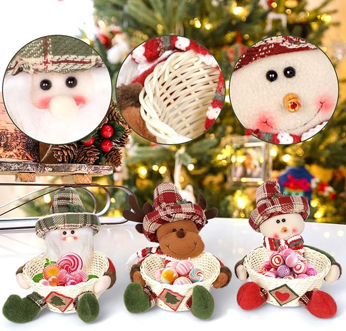 Efficient Cloth Candy Storage Basket with Santa Design Holiday Decors for Christmas Tree Accessories Organization Santa Ornament Storage Holders