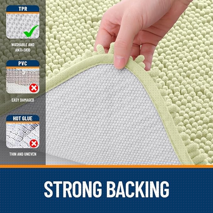 OLANLY Bathroom Rugs 36x24, Extra Soft Absorbent Chenille Bath Rugs, Rubber Backing Quick Dry, Machine Washable Bath Mats for Bathroom Floor, Tub and Shower, Home Decor Accessories, Vanilla