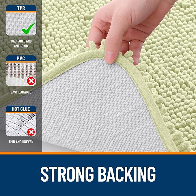 OLANLY Large Bathroom Rugs 50x30, Extra Soft Absorbent Chenille Bath Rugs, Rubber Backing Quick Dry, Machine Washable Bath Mats for Bathroom Floor, Tub and Shower, Home Decor Accessories, Vanilla