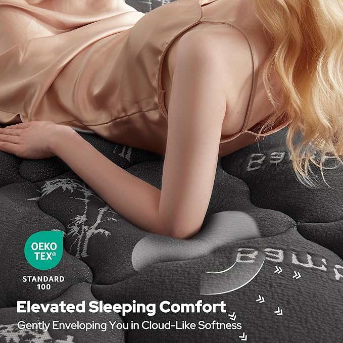BEDLORE California King Mattress Topper Viscose Derived from Bamboo, Thick Pillow Top Mattress Pad with Stretchable Pockets for 6"-18" Mattress, Soft Mattress Topper for Back Pain Relief(Dark Gray)