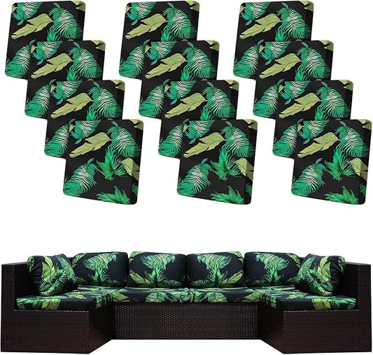 BIETYONE 12Pcs Stretch Patio Cushion Covers,Outdoor Couch Covers Replacement,Outdoor Couch & Sofa Slipcovers,for Patio Furniture Cushion Covers,Washable Reusable urniture Protector (Summer,Cover Only)