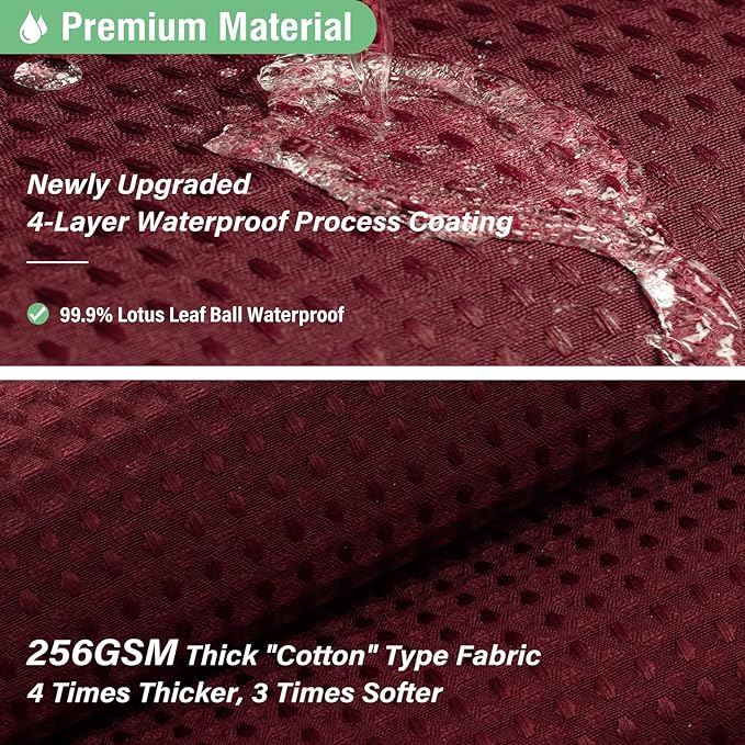Dynamene Extra Long Shower Curtain - 96 Inch Long Waffle Weave Weighted Thick Cloth Bathroom Shower Curtain, Neutral Heavy Duty Hotel Bath Curtain Set with 12 Plastic Hooks,72x96, Burgundy