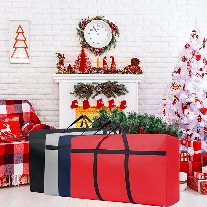 Small Christmas Tree Storage Bag for 4ft Artificial Disassembled Holiday Tree Heavy Duty Xmas Tree Storage Container with Reinforced Handles & Dual Zippers Waterproof Fake Tree Saver Bag (Dark Blue)