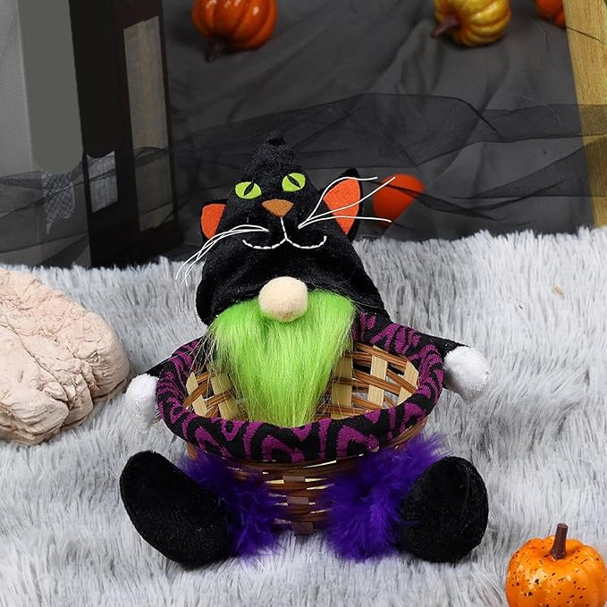 Stylish Decorated Round Basket Portable for Halloween Celebration and Enthusiasts Home Decoration Accessory Home Storage Basket