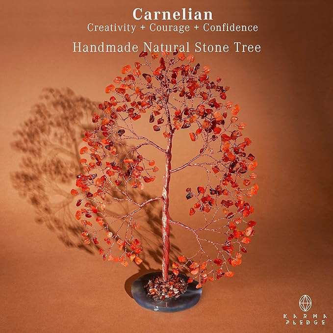 Crystal Tree of Life Birthday Gifts for Women, Men, Frineds, Handmade Carnelian Chakra Tree for Home, Room, Office Decor, Bring Money, Positivity, Reiki Healing, Good Luck, Gifts for Mom & Dad