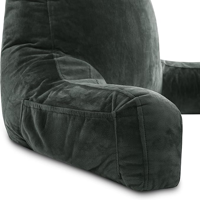 Husband Pillow XXL The Original for Adults - 30" Tall Backrest for Sitting Up in Bed - Firm Support Reading & Bed Rest Pillows for Adults, Neck Roll, Removable Cover - TV - Dark Green