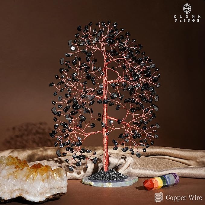 Crystal Tree of Life Birthday Gifts for Women, Men, Frineds, Handmade Black Obsidian Chakra Healing Tree for Home, Room, Office Decor, Bring Money, Positivity, Good Luck, Gifts for Mom & Dad