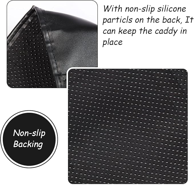 Couch Caddy, Armchair caddy with Detachable Tray, Non-Slip PU Leather Remote Control Holder for Recliner with 5 Pockets (Black)