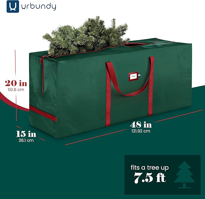 Heavy Duty Christmas Tree Storage Bag 7.5 Ft - Christmas Tree Bag Green - Tree Bags For Storage - Xmas Tree Storage Bag Holds 7.5 Ft Christmas Tree Bag For All Year Round Christmas Storage