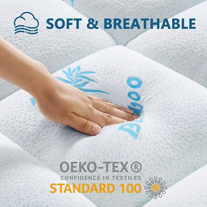 Mattress Topper King Size,Viscose Made from Bamboo Extra Thick Mattress Pad 8-21" Deep Pocket Soft Down Alternative Fill Mattress Protector Pillow Top Mattress Cover(78x80 Inches)