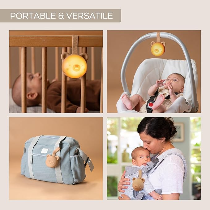 Taf Toys Portable Sound Machine for Baby Sleep Soft Light & Cry Sensor - 30 Mins Melodies - Ideal for Cribs, Strollers, Travel White Noise Machine Sleep Soother Soothing Sounds, Shush Rechargeable