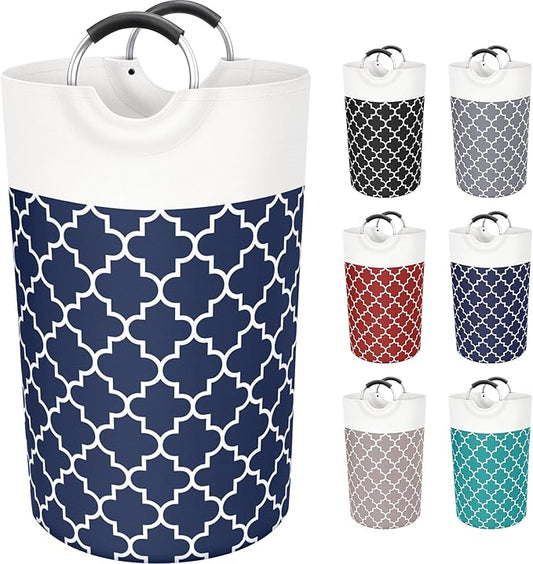 Fabspace Large Laundry Basket Laundry Hamper Bag Washing Bin Clothes Bag Collapsible Tall with Handles Waterproof Travel Bathroom College Essentials Storage for College Dorm, Family (Blue) 82L
