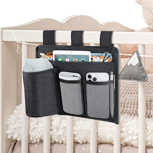 AKAYOK Bedside Caddy Organizer - Bed Organizer Caddy for Remotes Control Phone Glasses Magazines Tablets Accessories - Wheelchair Bag for Hospital Home Office Dorm Room (4 pocket)