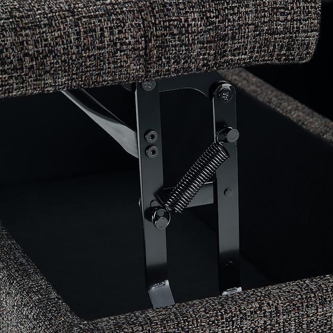 SIMPLIHOME Harrison Coffee Table Storage Ottoman - 36 inch Wide Upholstered Tweed Look Fabric Square Lift-Top Ottoman in Ebony, Transitional Ottoman for Living Room with Hidden Storage
