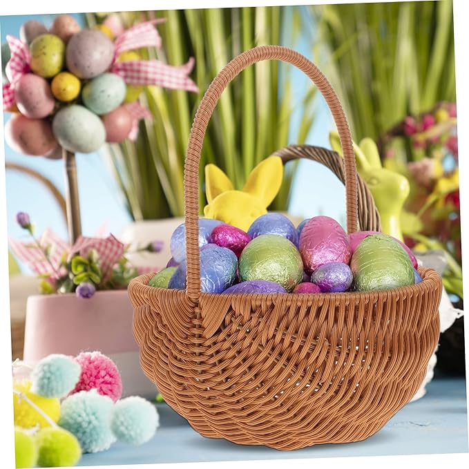 Rectangular Easter Storage Basket Mini Weaving Basket with Handle for Home Decoration Party Use and Candy Storage Charming Easter Ornament