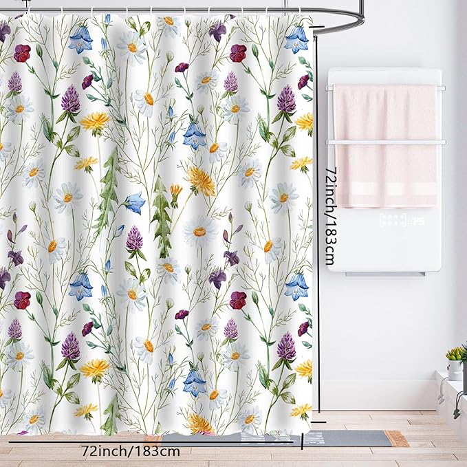 LLSCL Fabric Shower Curtain Liner with Magnets, Blue Hanging Orchid Waterproof Hotel Quality, 72 x 72 Machine Washable