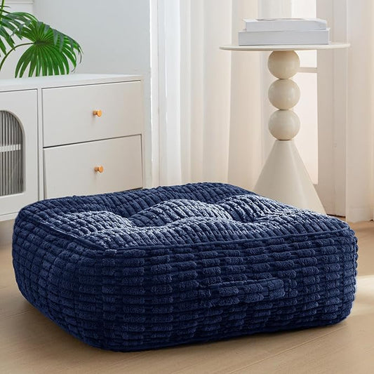 8" Washable Floor Pillow Cushion for Adults, Meditation Cushion Pillow, Removable Tufted Blended Corduroy Cover, Large Square Floor Sitting for Tatami Living Room or Yoga, 22x22 Inch, Machine Washable