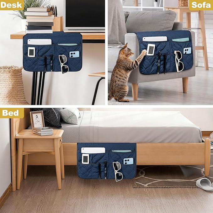 Remote Control Holder for Recliner,Non Slip Armchair Caddy,Sofa Armrest Storage Organizer for Recliner Couch With 6 Pockets for TV Remote,Cell Phone,Magazine