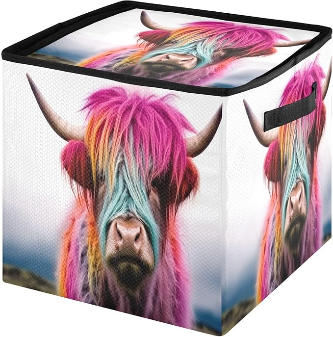 Kigai Highland Cow Christmas Ornament Storage Box with Zipper & Adjustable Dividers Holiday Ornament Organizer Xmas Storage Container, 64 Balls