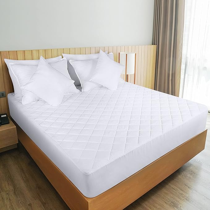 Utopia Bedding Quilted Fitted Mattress Pad, Full Size, Elastic Fitted Mattress Topper Protector and Cover with Deep Pocket Stretches up to 16 Inches, Machine Washable (White)