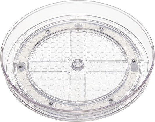 Amazon Basics Clear Rotating Lazy Susan Turntable Organizer for Condiments, 9-Inch, 2-Pack