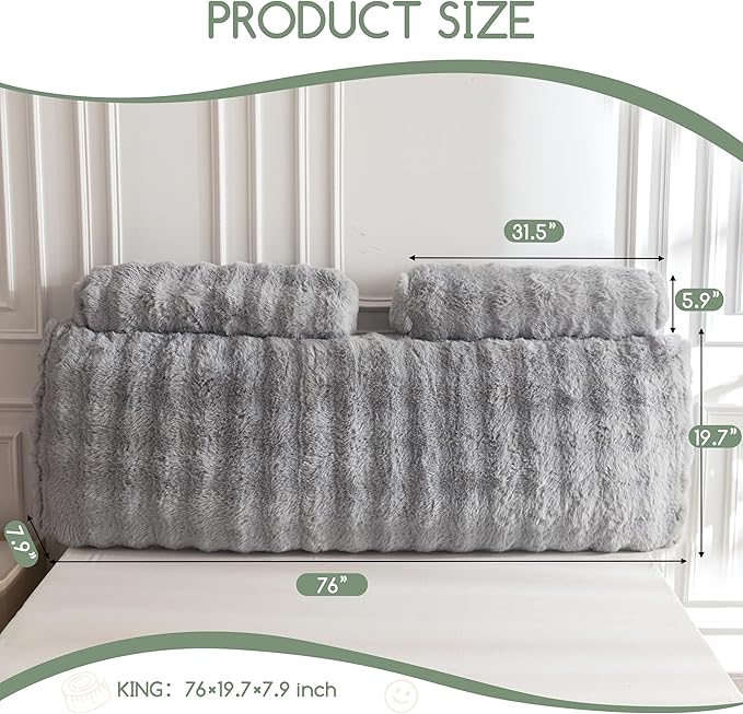 HIGOGOGO Headboard Pillow King,Ultra-Soft Wedge Pillow with 2 Cylindrical Neck Pillows,Memory Foam Filling,Back Support Pillows for Bed Sitting Up, Reading & Working, Removable Cover, 76"x19.7"